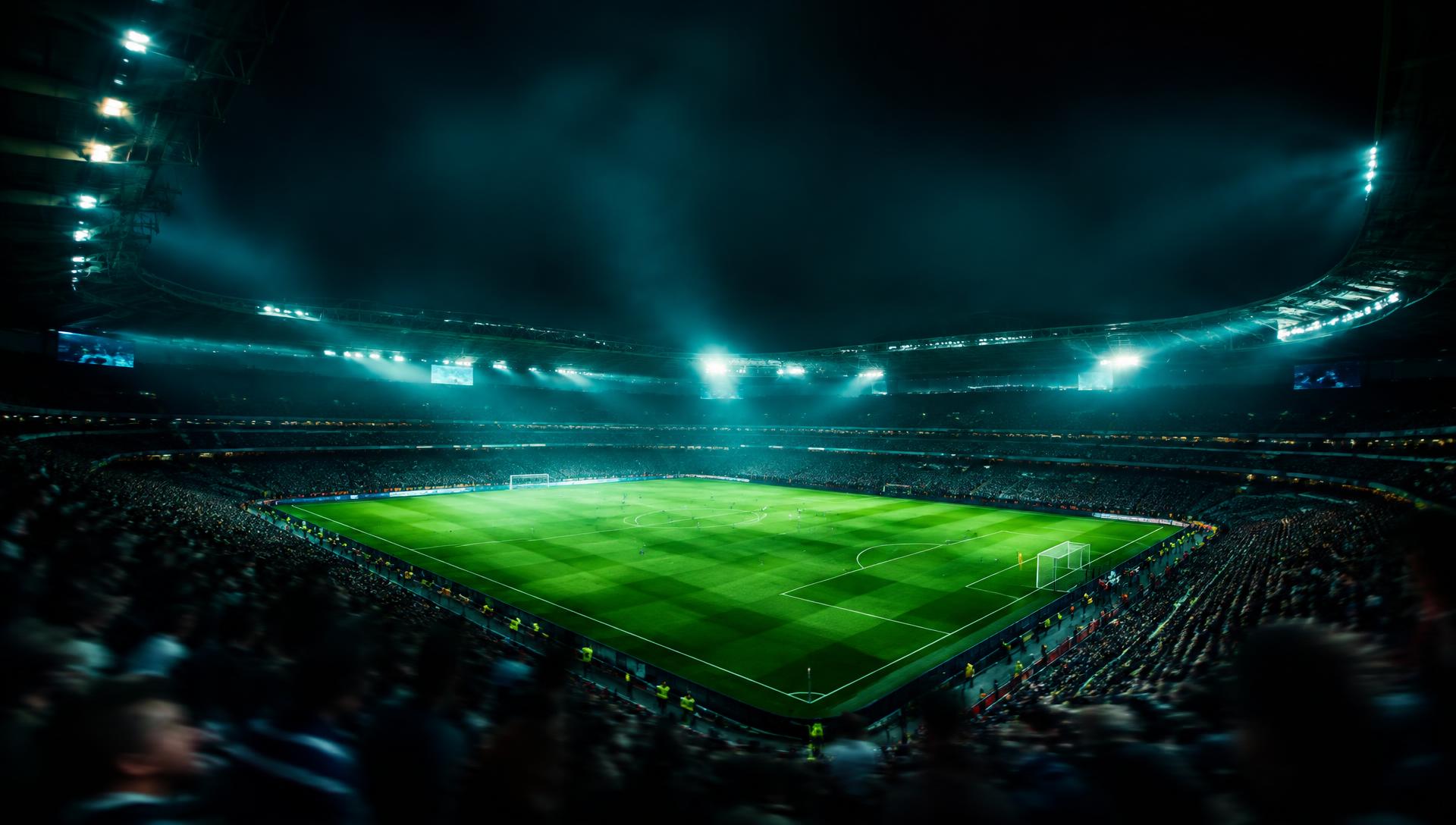 Floodlit football stadium